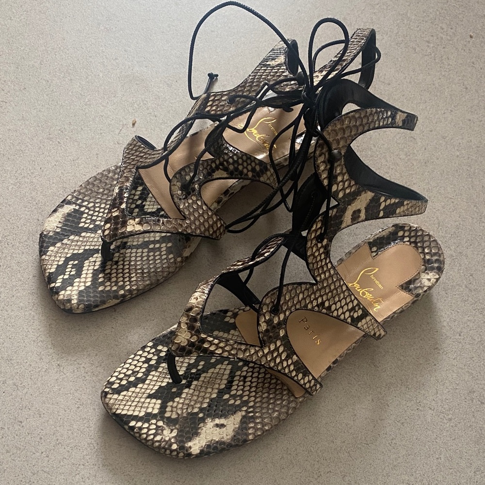 Christian Louboutin Python Lace-Up Gladiator Sandals 38